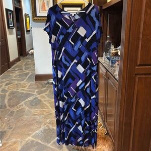Chico's Traveler’s Abstract Blue and Purple Maxi Dress XL/Size 3